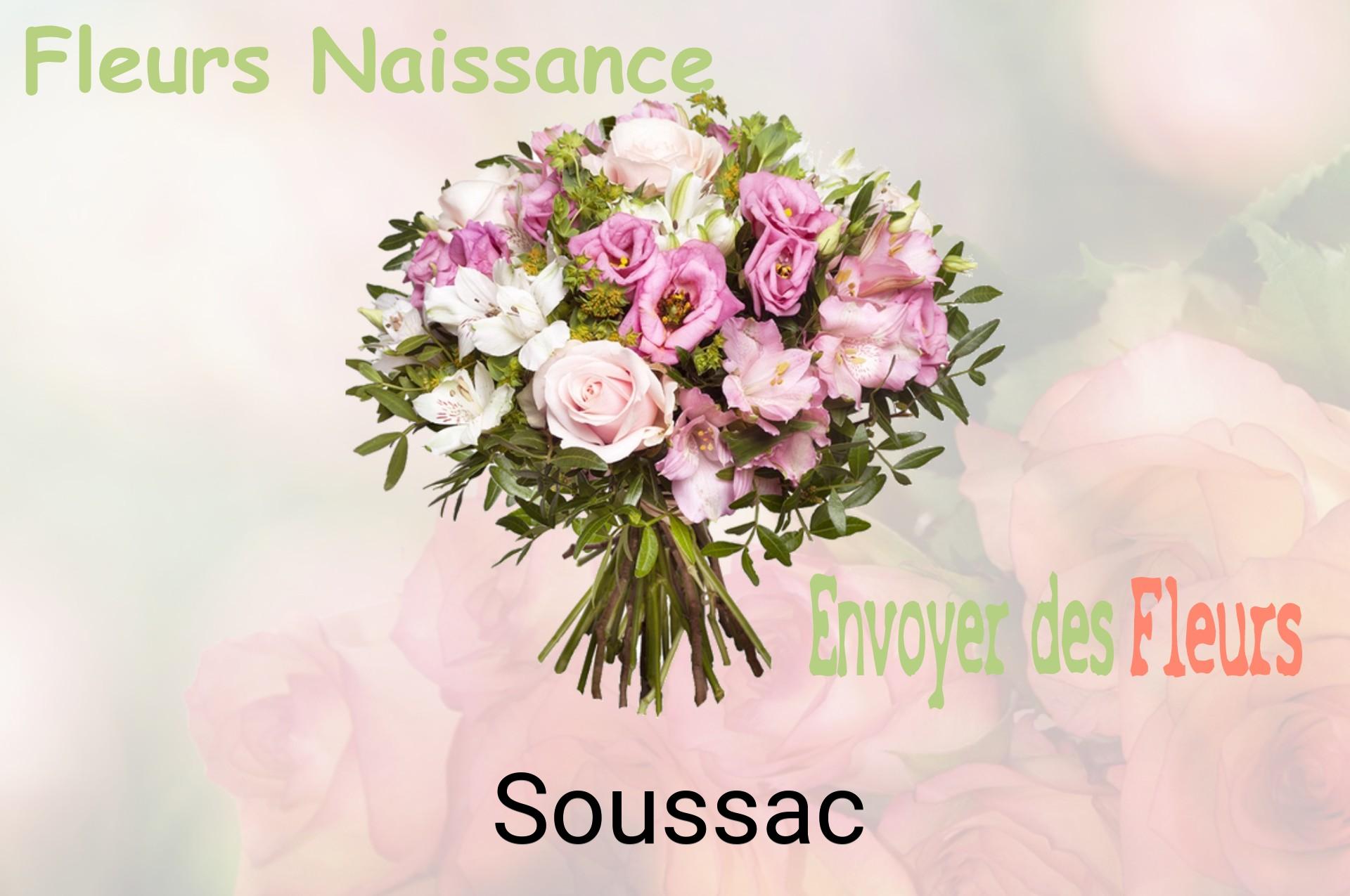 Bouquet de fleurs de naissance livré à Soussac